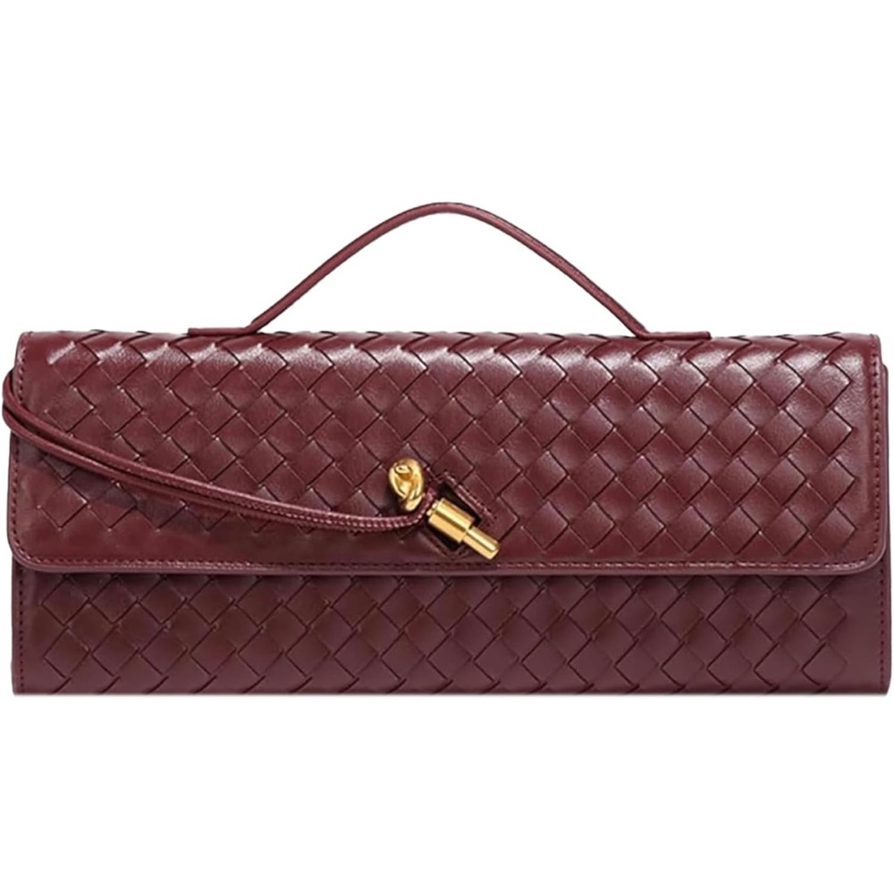 Woven evening bag in wine red